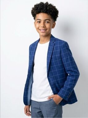 Lauren Ralph Lauren Boys 14R Blue Windowpane Blazer Suit Jacket